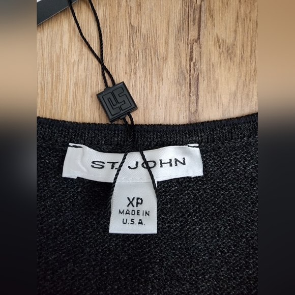 NWT ST. JOHN Santana Knit Wool Blend Tank Top Charcoal Gray Womens Sz S PETITE M - Picture 2 of 6